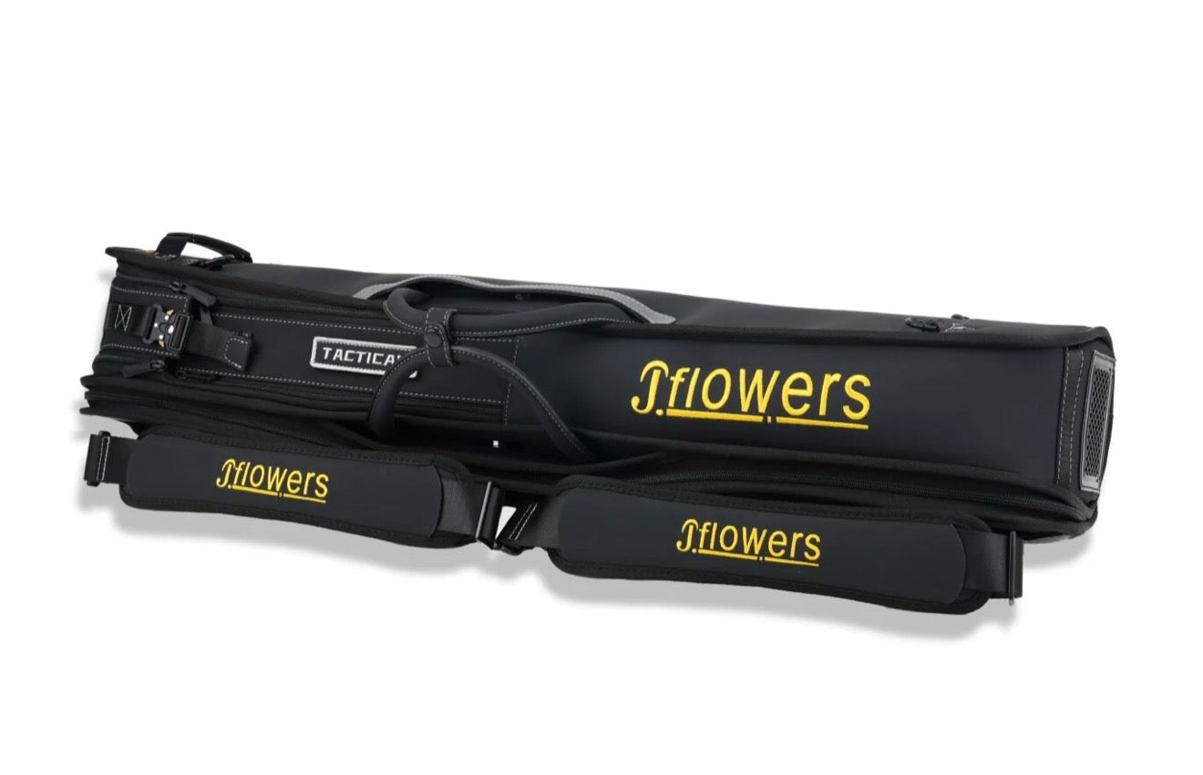 JFlowers Tactical 4×4 Soft Cue Case in jet black or charcoal grey.