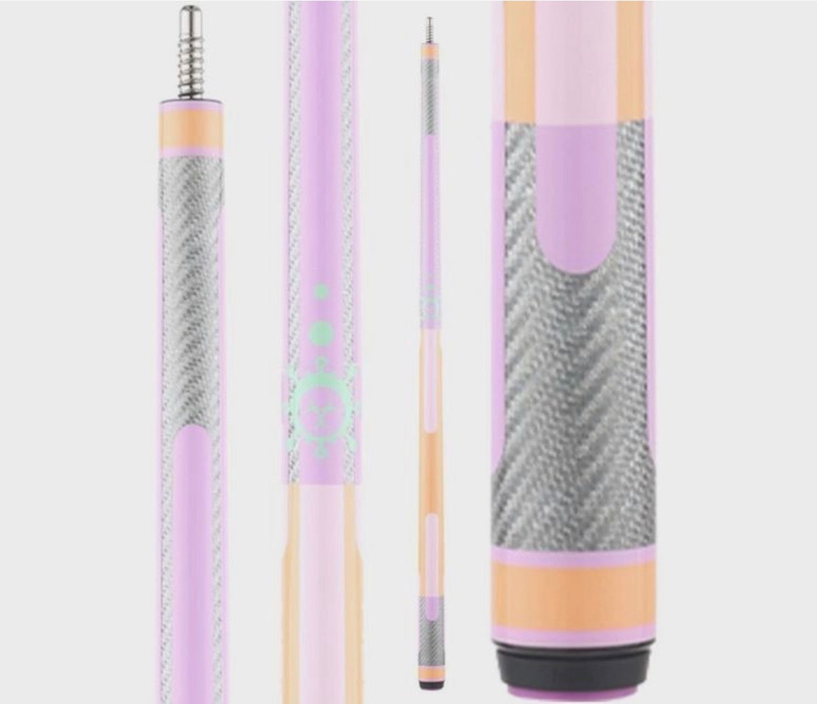 Poison Candy Pool Cue with Carbon Fiber Shaft - Peach/Lavender