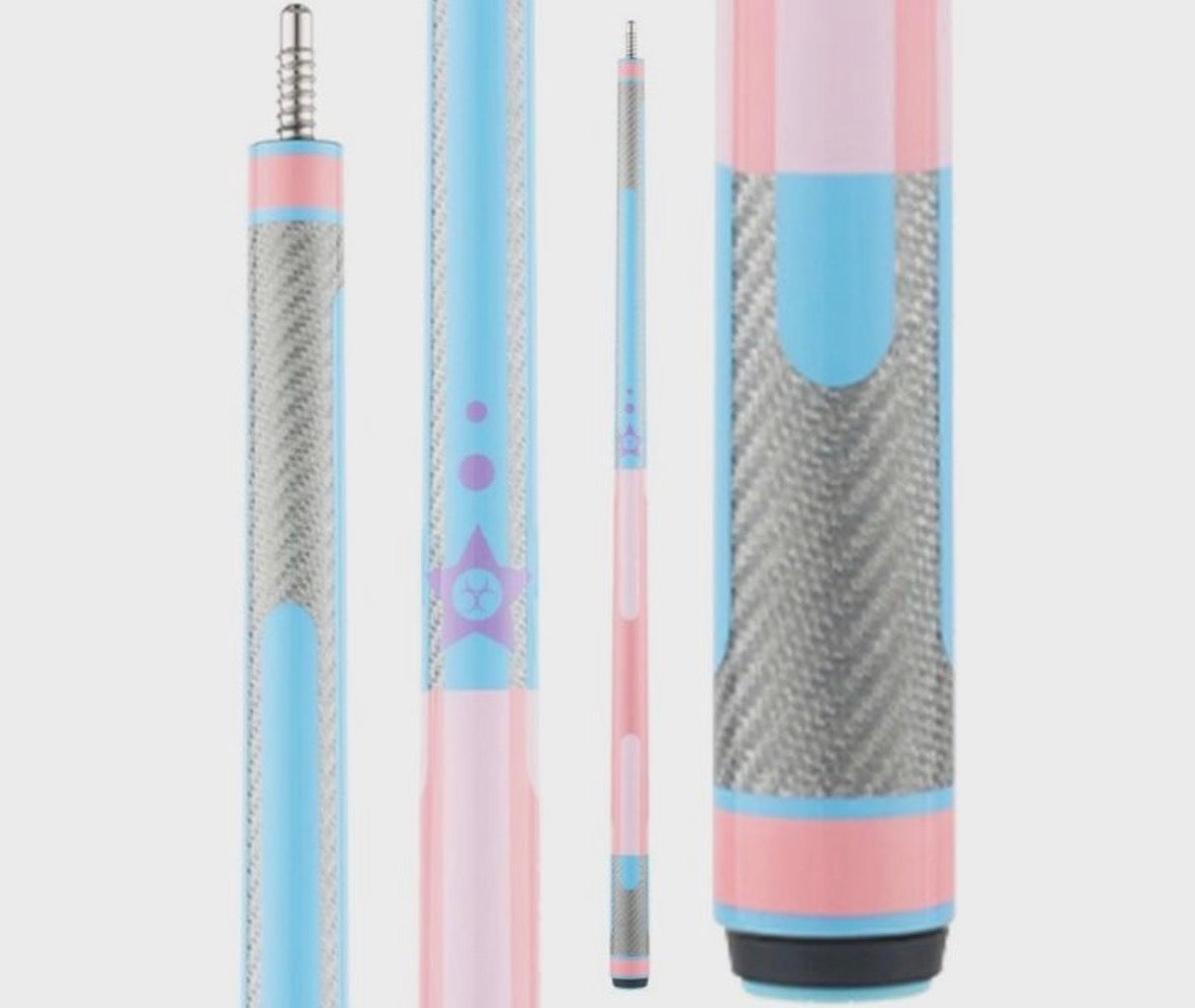 Poison Candy Pool Cue with Carbon Fiber Shaft - Pink/Light Blue