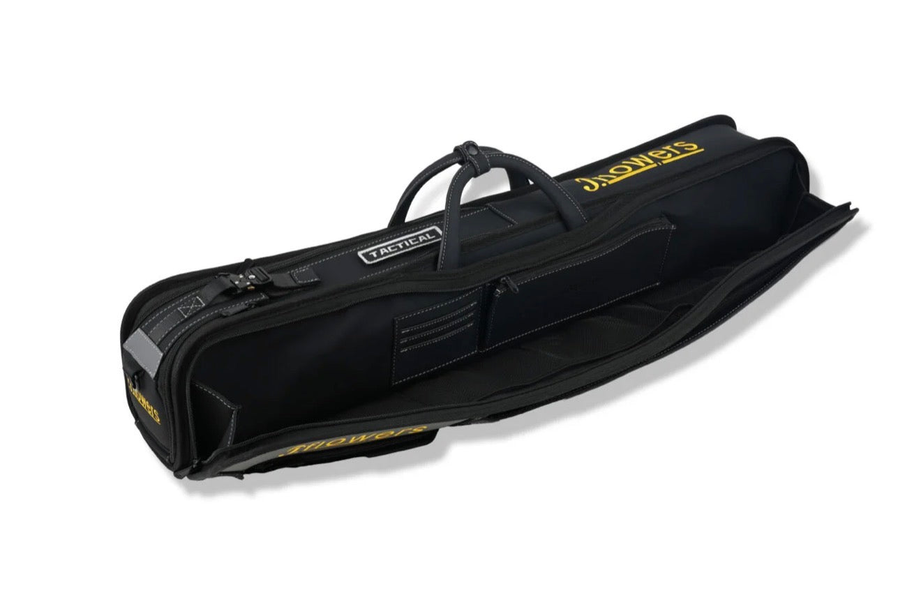 JFlowers Tactical 4×4 Soft Cue Case  in jet black or charcoal grey.
