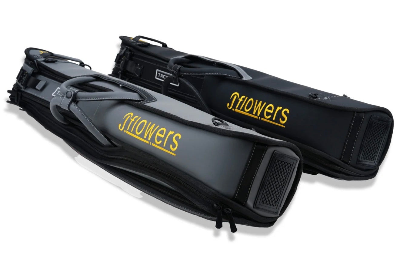 JFlowers Tactical 4×4 Soft Cue Case  in jet black or charcoal grey.