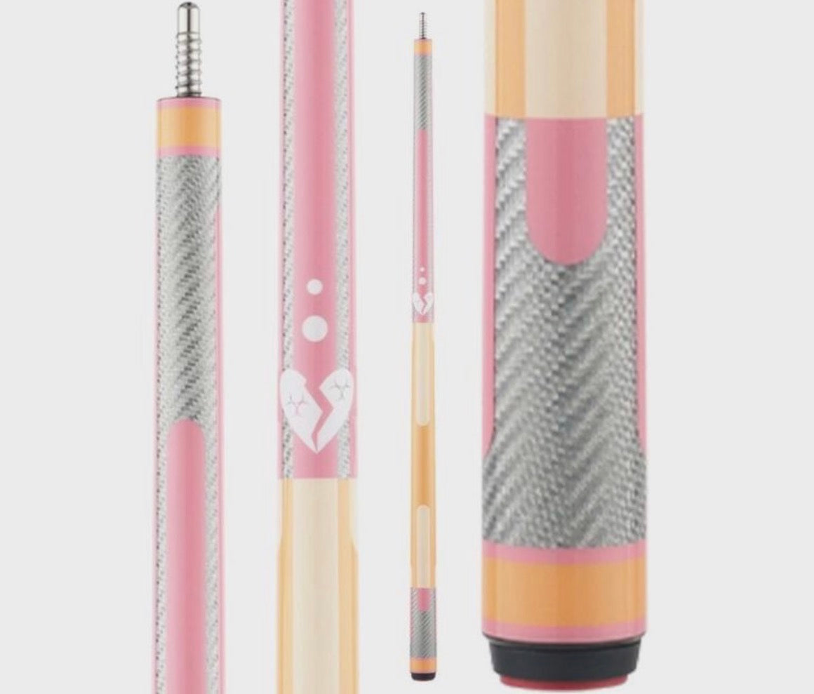 Poison Candy Pool Cue with Carbon Fiber Shaft - Peach/Pink