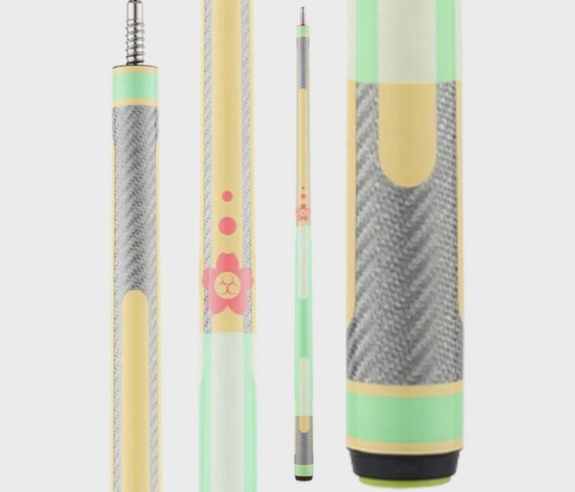 Poison Candy Pool Cue with Carbon Fiber Shaft - Green/Yellow